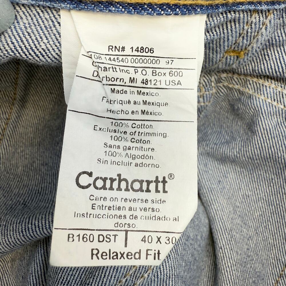Carhartt Jeans Men's 40x30 Blue Relaxed Fit Straight Leg Work Wear Normcore - Picture 3 of 9